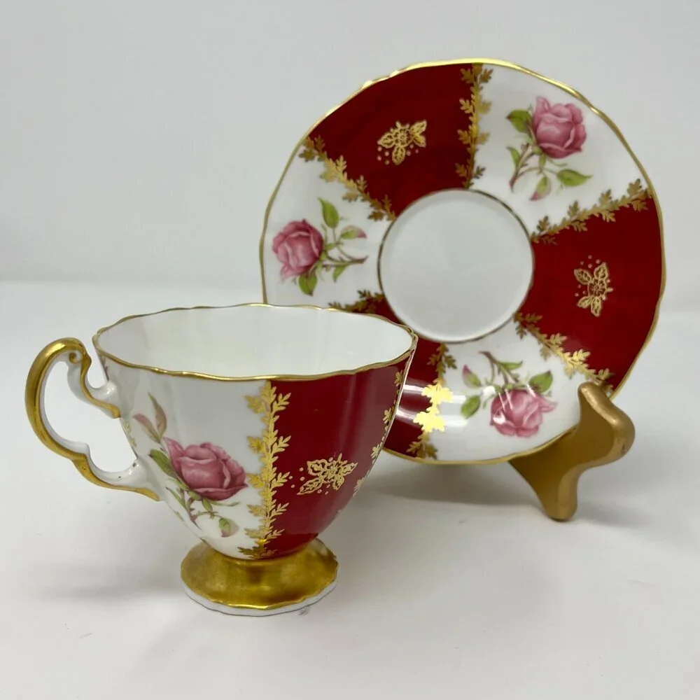 Vintage Adderley Bone China Teacup and Saucer Set